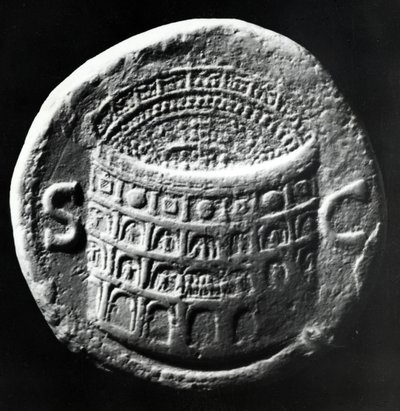 Brass Sestertius showing an aerial view of the Colosseum, c.80-81 AD by Roman